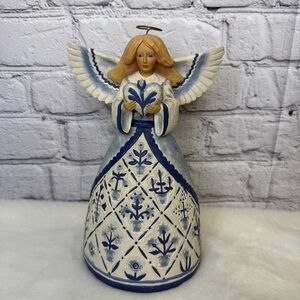 Jim Shore Heartwood Creek Angel Figurine 2003 Psalm 33:11 Blue White Enesco